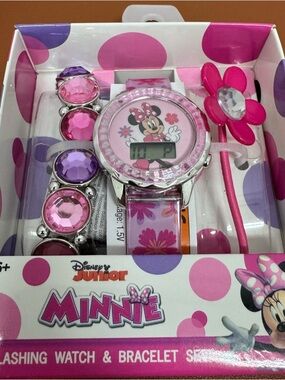 Minnie Pink Kids Watch & Bracelet Set Disney Junior New in box ages 6 and up